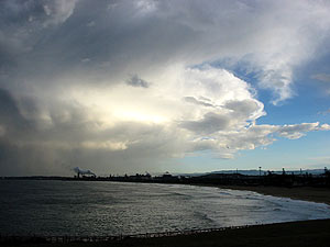 Storm passing out to sea over Port Kembla