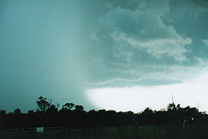 A heavy rain shaft finally gives way from the rain free base.