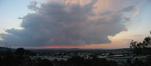 A weak cell developing just west of Canberra