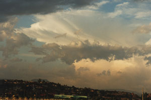 A backsheared anvil over southern Sydney