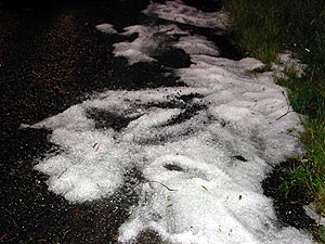 Hail drifts near Ben Lomond