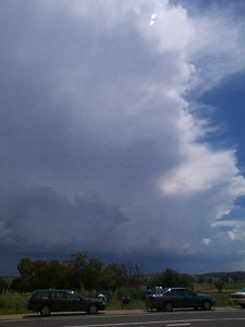 The first storm of the day comes off the Liverpool ranges.